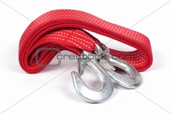Belt with hooks isolated on a white background shadow below.