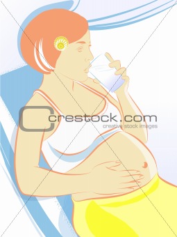 an expectant mother drinking