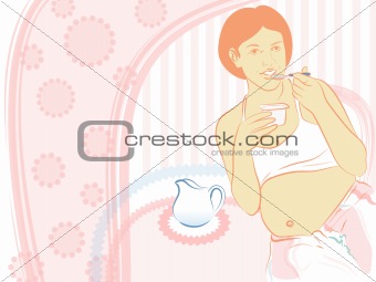 Pregnant woman eating dairy