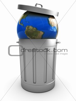 earth in trash can