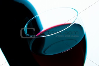 Red Wine Glass And Bottle