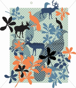 Animals and floral print.