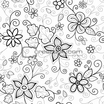 Floral Seamless Pattern Dashed