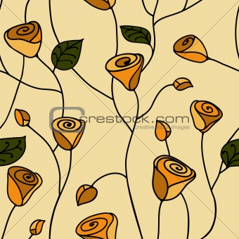 Rose seamless pattern yellow