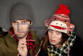 Young Hipster Couple with Colds or the Flu