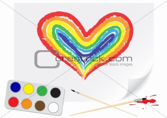 Drawing rainbow heartA
