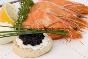 shrimps and caviar