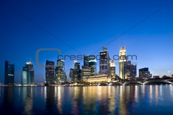 Beautiful Singapore CBD at dusk