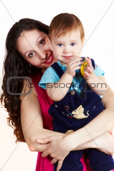 Mother with son carring on hands