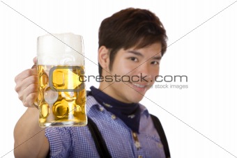 Man cheers with Oktoberfest beer stein - Prost