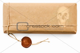 Deadly postal parcel on white background