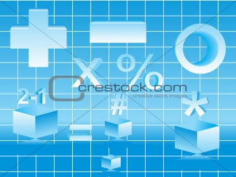 abstract mathematical objects on blue color theme based vector illustration