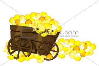 pushcart and leaves