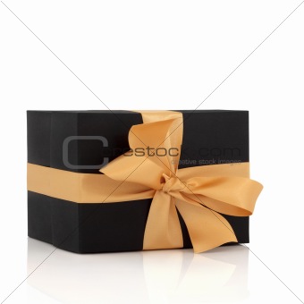 Black Gift Box with Gold Bow