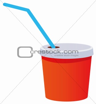 red plastic cup with a straw