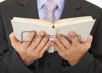 Person reads a book