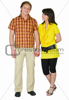 Guy and the girl on a white background