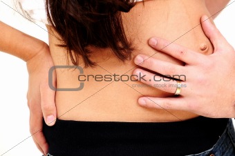 man holding pregnant womans belly