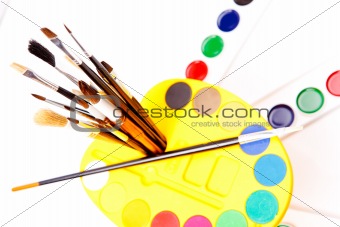 Brushes and paints