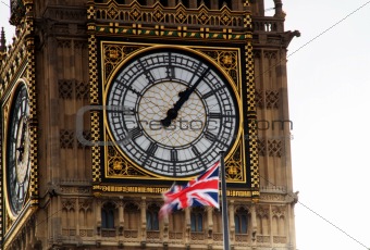 London big ben with union jack flag