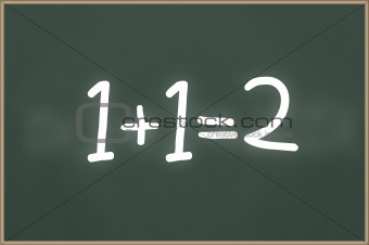 Chalkboard with text 1+1=2