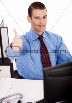 Business man showing thumbs up