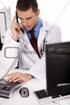 adult  physician sitting at his desk