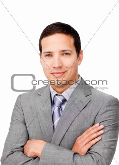 Charismatic businessman with folded arms 