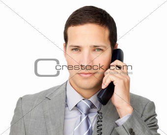 Beautiful businessman on phone 