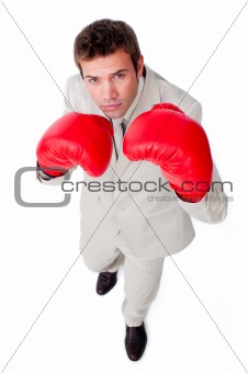 Charismatic businessman beating the competition 
