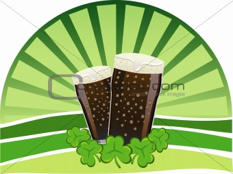 St. Patrick's Day - Stout beers with shamrocks