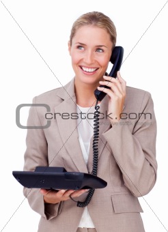 Attractive businesswoman on phone 