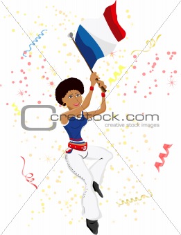 Black Girl France Soccer Fan with flag