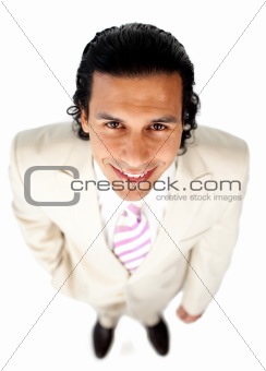 High angle of a smiling charismatic businessman 
