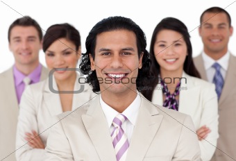Presentation of a joyful business team