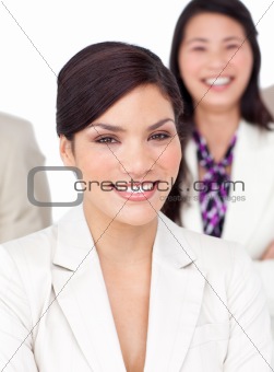 Portrait of a beautiful businesswoman and her team 