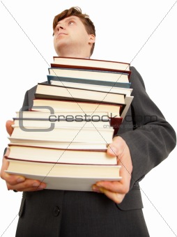 People holding large number of books