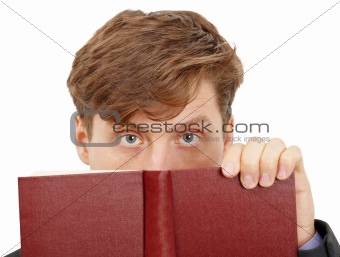 Person looks over the book