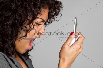 Woman Yelling Into Phone