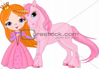 Beautiful princess and unicorn