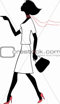 silhouette beauty woman with bag