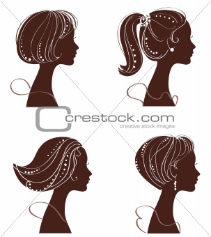 vector beautiful women silhouettes