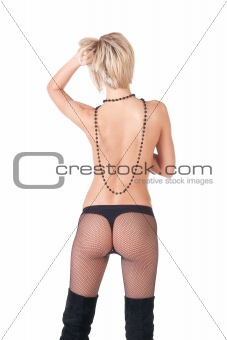 Rear view of nude blond woman