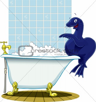 Bath with sea lion