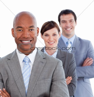 Portrait of positive business team