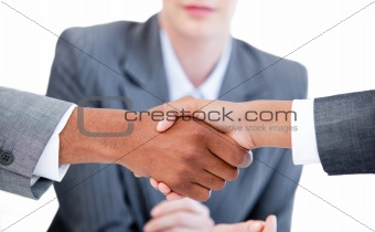 Two business people cloing a deal