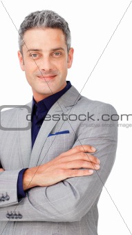 Chaming businessman with folded arms 