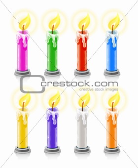 coloured burning holiday candles
