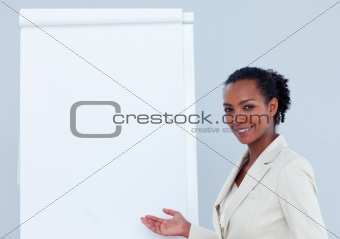 Positive businesswoman giving a presentation