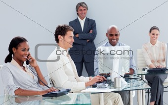 Presentation of a business team working hard 